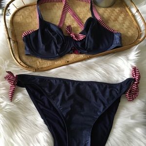 Tribord Navy Blue and Maroon 2 piece Bikini size 8